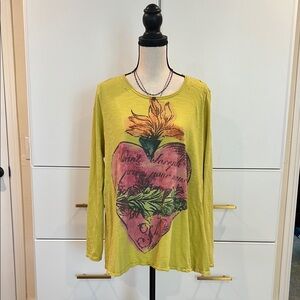 Magnolia Pearl Yellow Long Sleeve Graphic Blouse